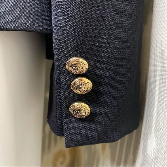 Ralph Lauren Black Worsted Wool Military Inspired Gold Crest Button Blazer - Picture 8 of 16